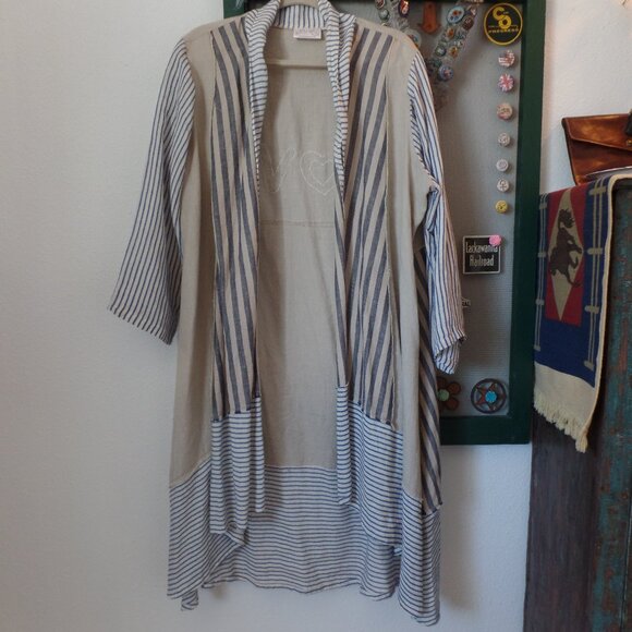 Paper Lace LOVE Kimono Linen Jacket Hi-Lo Shift OS NWOT - Picture 2 of 9